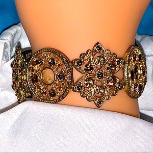 Victorian Estate Styling of Brown & Yellow Topaz Stretch Bracelet